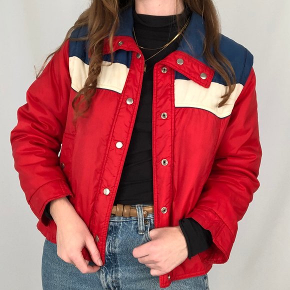Vintage Puffer Jacket Vest Cool Sporty Ski Stranger Things Sex Education 70s 80s - Picture 3 of 14